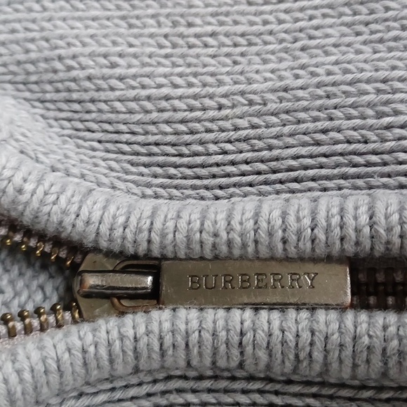 Burberry Zip Front Cotton Ribbed Collar Cardigan- Sz. 44/10 - Picture 8 of 15